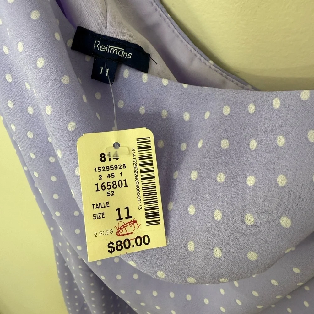 Reitmans Lilac One-Shoulder Polkadot Dress - Picture 10 of 12